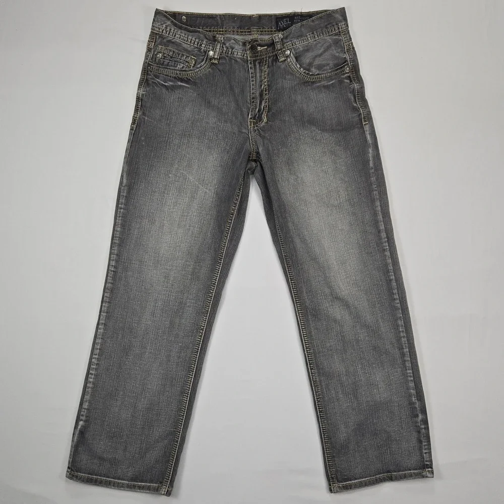 T.K. Axel Black Rock Relaxed Straight Jeans Mens 30x30 Gray Denim